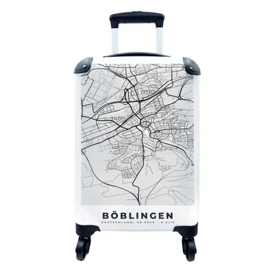 Produktbild von MuchoWow® Koffer Handgepäck Trolley Rollkoffer Kleine Reisekoffer mit 4 Rollen - Stadtplan - Böblingen - Karte - Deutschland - Cabin Size < 55x40x23 cm & 55x40x20 cm - Fotokoffer - Kabinenkoffer - Boardgepäck - Reise-Box - Reisekoffer - Reisegepäck - Koffer mit Bild - Trolley für Kinder