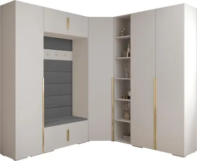 Produktbild von MEBLE KRYSPOL Inova 1 Möbelset Garderobe, 236,7x371,7x47cm - Weiß, Manila 16, Gold