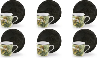 Zdjęcie produktu dla Excelsa zestaw 6 filiżanek do espresso ze spodkami Leopard porcelana 10 cl Kolorowe