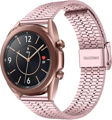 Produktbild von Strap-it Edelstahlarmband - Kompatibel mit Samsung Galaxy Watch 3 Armband 41mm Ersatzarmband Edelstahl - Verstellbarer Verschluss - Hochwertiges Material - für Smartwatch 20mm Armband Rosa