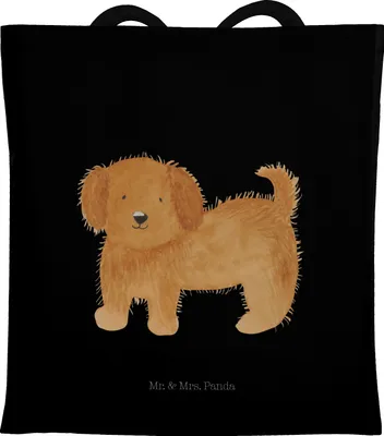 Produktbild von Mr. & Mrs. Panda Tote Bag Hund Flauschig - Schwarz - Geschenk, Tasche, Baumwolltasche, Süß, Hunde, Hundespruch, Shopping, Beutel, Sprüche, Tragetasche, Niedlich