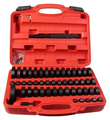 Immagine prodotto di Utensili per cuscinetti e boccole - Set di montaggio e pressatura - 51 pezzi - Anelli di spinta 18–65 mm - Per cuscinetti ruota - Smontaggio e montaggio