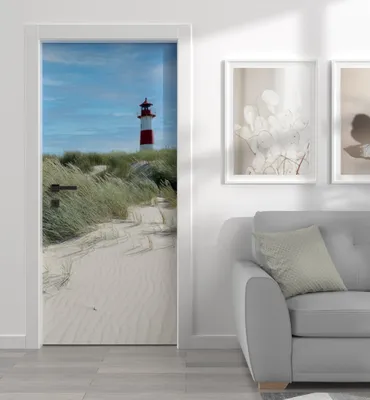 Produktbild von Türtapete Türposter Türfolie selbstklebend Leuchtturm an der Nordsee