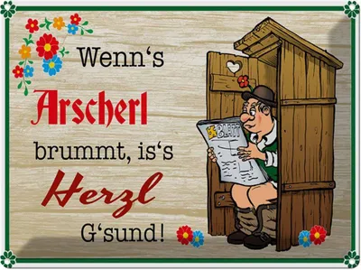 Produktbild von vianmo Blechschild 30x40 cm wenn's Arscherl brummt Spruch Zitat