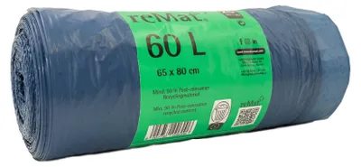 Immagine prodotto di Sacchi per la raccolta differenziata reMat da 60 litri, realizzati con almeno il 90% di materiale riciclato, confezione da 500 sacchi con coulisse, spessore 24 µm, ideali per rifiuti indifferenziati, rifiuti domestici e raccolta differenziata, confezione da 20 rotoli
