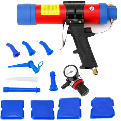Productafbeelding van Pneumatische lijmpistool, inhoud 310 ml, werkdruk 87 PSI, totale afmetingen 26,8*24 cm, buislengte 19-23 cm, diameter van de opening 5,4 cm