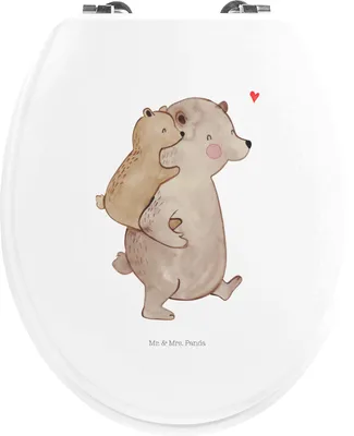 Produktbild von Mr. & Mrs. Panda WC Sitz Papa Bär - Weiß - Geschenk, Klobrille, Vatertag, Toilettendeckel, Vater, WC-Sitz, Brille, Klo-Deckel, Familie, Geburtstag