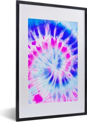 Produktbild von MuchoWow® Gerahmtes Poster Krawattenfärbung - Spirale - Design 40x60 cm - Poster mit Schwarzem Bilderrahmen Wandposter Rahmen Foto Bilder - Poster in Rahmen