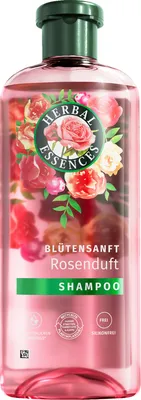 A bottle of Herbal Essences shampoo with rose scent.