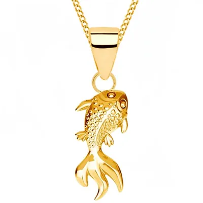 Goldfisch Halskette mit Anhänger I Kette Glücksfisch Schmuck 38cm