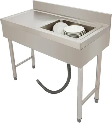 Immagine prodotto di Lavello in acciaio inossidabile da esterno, dimensioni 100x50x80 cm. Lavello da esterno, ideale per campeggio, con scarico e filtro. Lavello freestanding