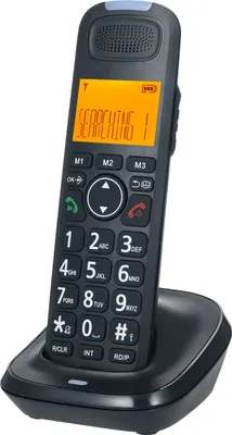 Produktbild von Schnurloses Telefonsystem, Mobilteil mit 3 Leitungen, Anzeige der Anrufer-ID, 50 Telefonbuchspeicher, Freisprechfunktion, Gegensprechanlage, Stummschaltung bei Konferenzgespraechen, eine Taste fuer die Audio-Boost-Funktion, 16 Sprachen fuer Buero, Geschaeft, Zuhause
