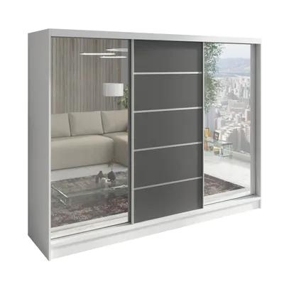 Produktbild von Schwebetürenschrank TOP 3-türiger Kleiderschrank mit 3 Spiegeln, 3 Schubladen und Kleiderstangen – Funktionalität und Eleganz!