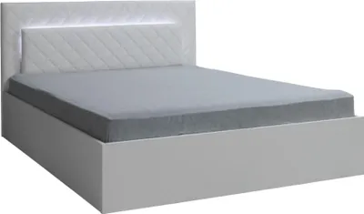 Obrázek produktu pro Manželská postel 180x200 PAMPLONA - alpská bílá / lesklá bílá + LED osvětlení