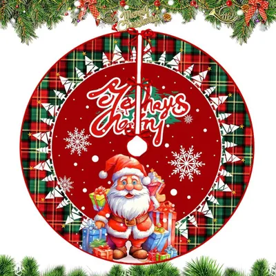 Weihnachtsbaumrock rund, 90 cm, rot, aus Polyester/Linnen