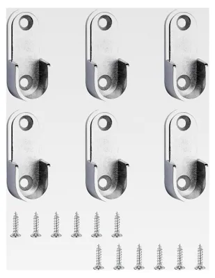 Produktbild von 6 Stück Kleiderstangenhalter aus Zinklegierung, robuste Halterung für Kleiderstangen mit Schrauben, ovaler Schrankrohrhalter für 16 mm Schrankrohre, Silber