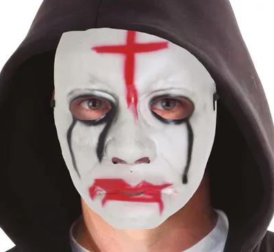 Productafbeelding van Halloween-masker, mysterieus, voor een kostuumfeest, decoratie, thema: angst, spookachtig ontwerp, kleur: wit
