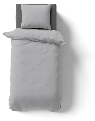 Produktbild von 2-tlg Renforcé UNI Bettwäsche 135x200 + 80x80 cm Kopfkissen Garnitur 100% Baumwolle Mit Reißverschluss silber