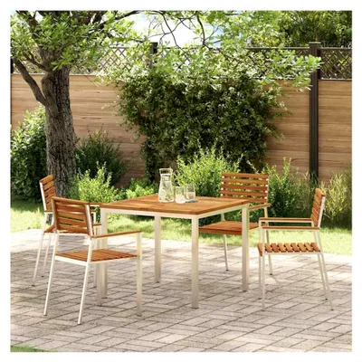 Produktbild von Stapelbare Gartenstühle 4 Stück aus massivem Akazienholz und Stahl