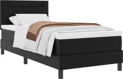 Zdjęcie produktu dla Łóżko sprężynowe Czarny 90 x 200 cm Skóra syntetyczna