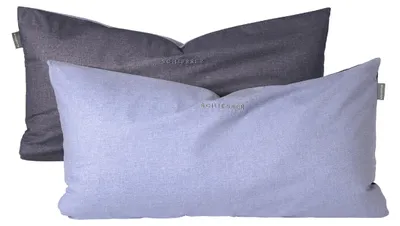 Produktbild von SCHIESSER Kissenhüllenset Doubleface | Zweifarbig | Renforcé | 2-teilig | 100% Baumwolle | Angenehm weich & glatt | YKK-Reißverschluss | 40x80 cm | Blau