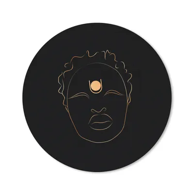 Produktbild von MuchoWow® Mauspad Mousepad Frau - Gold - Strichzeichnung 40x40 cm - Mousepads - Maus Mat - Pad - Mausunterlage - Schreibtisch Accessoires