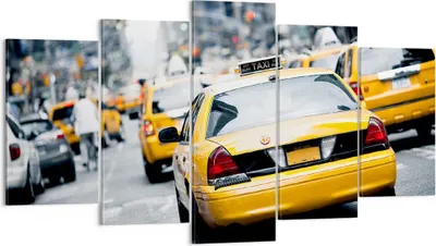Produktbild von Bild auf Leinwand - Leinwandbild - Taxi Straße New York - 160x85cm - Wand Bild - Wanddeko - Leinwanddruck - Bilder - Kunstdruck - Wanddekoration - Leinwand bilder - Wandkunst - EA160x85-2663