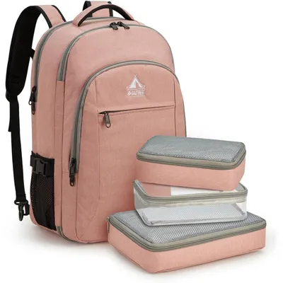 Produktbild von 40L Reiserucksack mit 17-Zoll Laptopfach und 3 Packwürfeln, Rosa