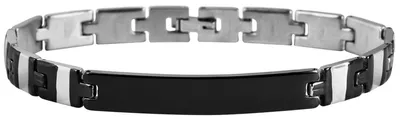 Produktbild von Akzent Gliederarmband aus Edelstahl in silberfarbig mit IP Black-Beschichtung