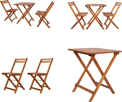 Immagine prodotto di vidaXL 3 pezzi. Set da bistrot pieghevole in legno massiccio di acacia - Set da bistrot - Set da bistrot - Set da bistrot - Set da bistrot