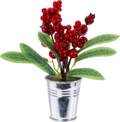 Produktbild von Künstlicher Vogelbeerbaum In Topf, Weihnachtsdekoration, Rot