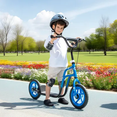 Productafbeelding van Blauwe step voor kinderen van 5 tot 12 jaar, met handrem