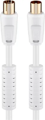 Zdjęcie produktu dla goobay Antennenkabel Koax Stecker/Kupplung mit Ferrite vergloldet weiß 5 m