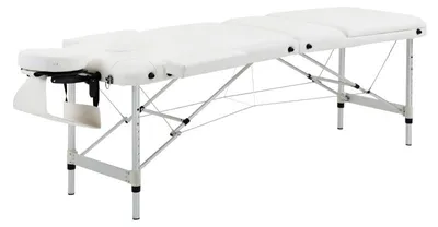 Obrázok produktu pre Sklopná masážna lavička s nastaviteľnou výškou | Farba: biela | Rozmery: 215 x 60 x 61-84 cm