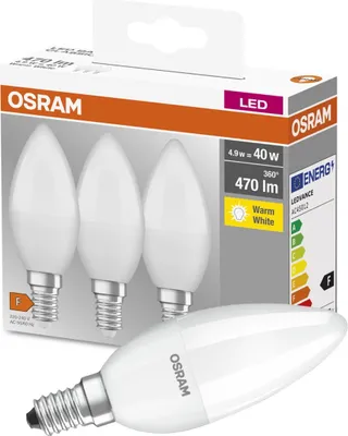 Zdjęcie produktu dla Osram BASE CLASSIC B, 5,7 W, 40 W, E14, 470 lm, 15000 h, Ciepłe białe