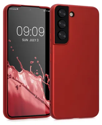 Produktbild von kwmobile Handyhülle für Samsung Galaxy S22 Hülle - Silikon Case metallisch schimmernd - Schutzhülle Cover - Metallic Dunkelrot
