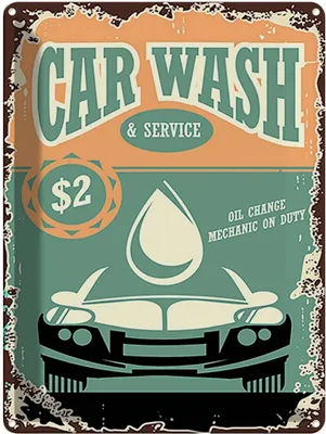 Produktbild von vianmo Blechschild 40x30 cm Car Wash Service mechanic on duty Warnschild Hinweisschild Sicherheit Vorsicht