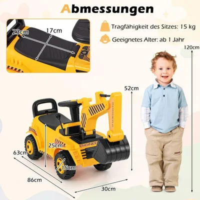 Produktbild von Aufsitzbagger für Kinder mit verstellbarer Schaufel und Stauraum