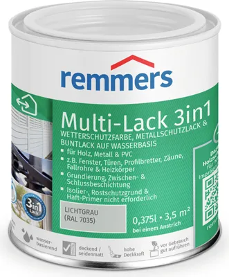 Produktbild von Remmers Multi-Lack 3in1 lichtgrau (RAL 7035) 0,375 l, Lackfarbe
