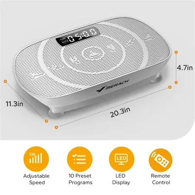 Obrázek produktu pro Vibrační podložka – 2398G2 Slim – trénink celého těla – dálkové ovládání – LED displej – včetně odporových pásů – napájení ze sítě – bílá