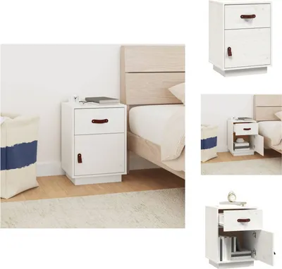 Produktbild von vidaXL Nachttisch Weiß 40x34x55 cm Massivholz Kiefer -  Nachttische