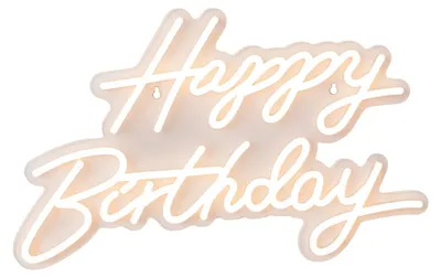 Produktbild von Relaxdays LED Schild, Happy Birthday, leuchtende Geburtstagsdeko, H x B: 28 x 40 cm, zum Aufhängen, USB-Kabel, warmweiß