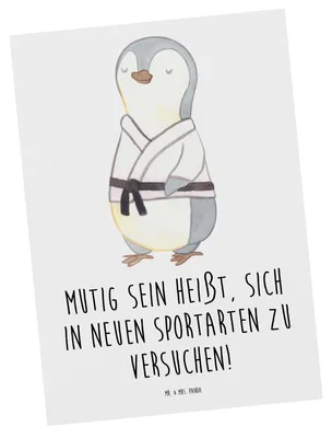 Produktbild von Mr. & Mrs. Panda Grußkarte Neue Sportart versuchen - Weiß - Geschenk, bildkarte, Mut, Postkarten, Trost, Ansichtskarte, Spaß am Sport, Postkarte, und Fitness, Mutig sein