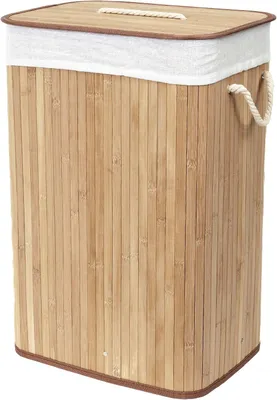 Produktbild von Faltbarer Wäschekorb aus Bambus mit Deckel, 45 x 35 x 60 cm, Naturfarbe
