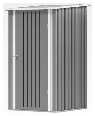 Produktbild von Metall Gerätehaus 1,5 m³ 95 x 98 x 160 cm wasserfest mit abschließbarer Tür und Pultdach für Garten, Terrasse und Rasen, Grau