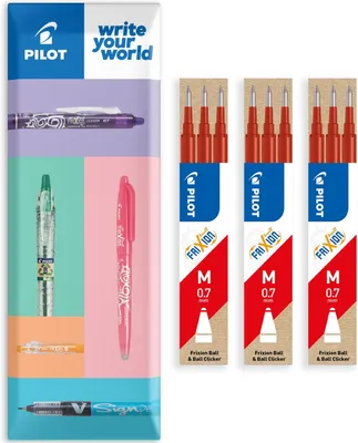 Productafbeelding van Pilot Frixion Heat/Friction Navullingen - Set van 9 - Uitwisbaar - Gemiddelde draad - 0,7 mm - Rood