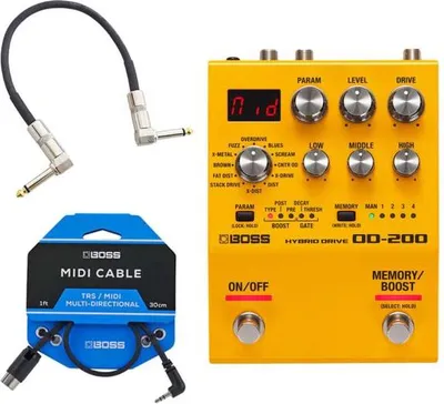 Immagine prodotto di Boss OD-200 Hybrid Drive con BMIDI-1-35 con cavo patch