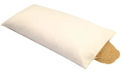 Produktbild von Bio-Hirsekissen 40x80cm, Köper-Baumwolle rohweiß, mit Bio-Hirseschalen, direkt befüllt