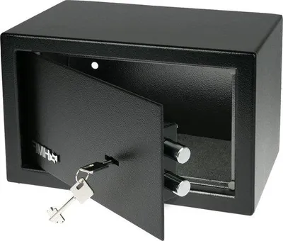 Produktbild von Famanu Standtresor mit Doppelbartschloss 31 x 20 x 20 cm schwarz - sichere Aufbewahrung - für Zuhause oder Büro