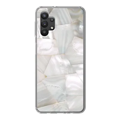 Produktbild von MuchoWow® Handyhülle Schutzhülle Hülle für Samsung Galaxy A32 5G Naturstein - Perlmutt - Weiß Silikon Softcase Handy Hülle - Softcase